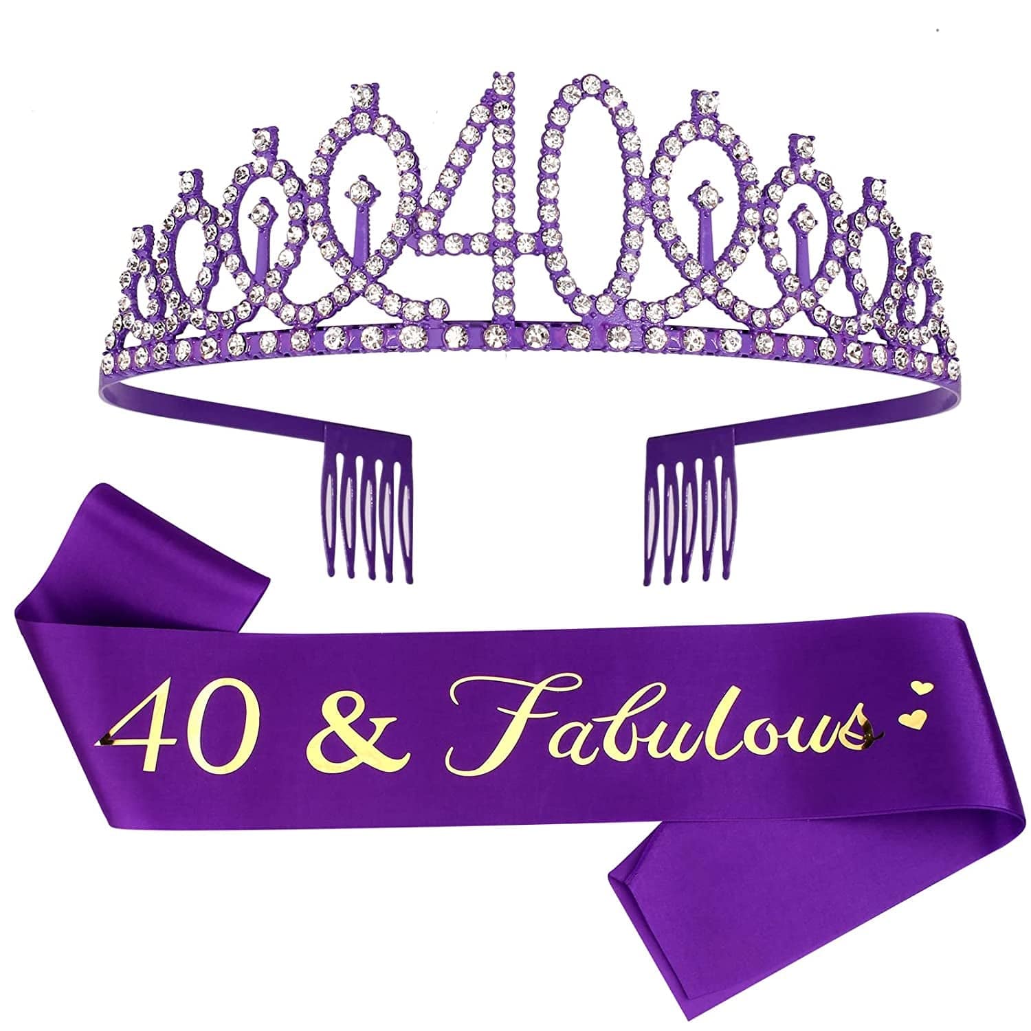 Sweet 16 Birthday Decorations Purple, 16Th Birthday Gifts for Girls, Sweet 16 Crown and Sash, 16Th Birthday Sash, Sweet 16 Sash and Tiara, Birthday Girl, Happy 16Th Birthday Party Supplies Cake Topper Apparel & Accessories > Clothing Accessories > Sashes CIEHER Purple 40th Sash & Tiara Set  