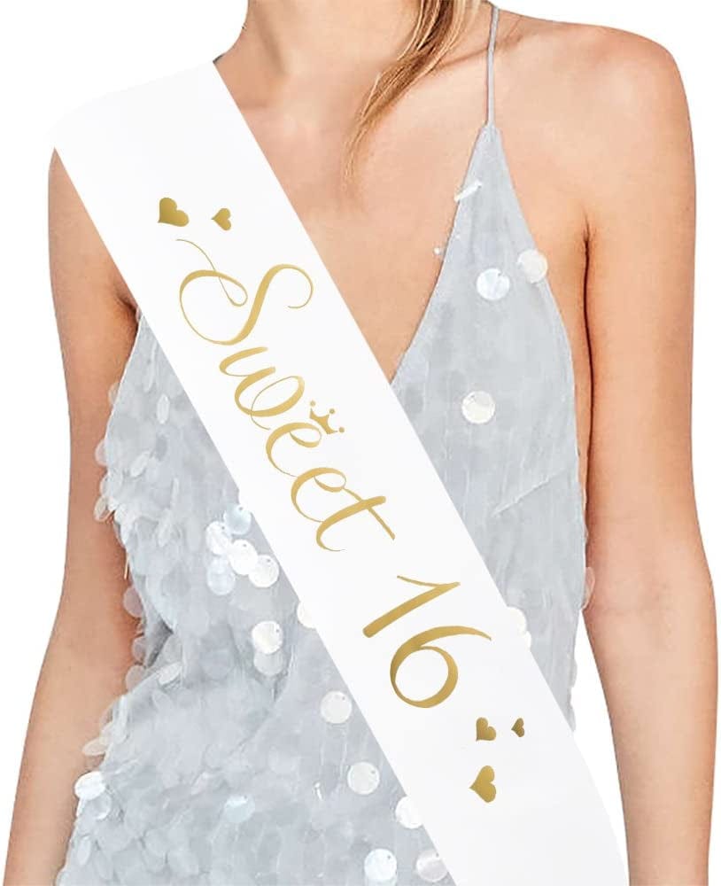 Sweet 16 Satin Sash -16 Birthday Sash 16 Birthday Gift Birthday Party Favors, Supplies and Decorations Apparel & Accessories > Clothing Accessories > Sashes ADBetty   