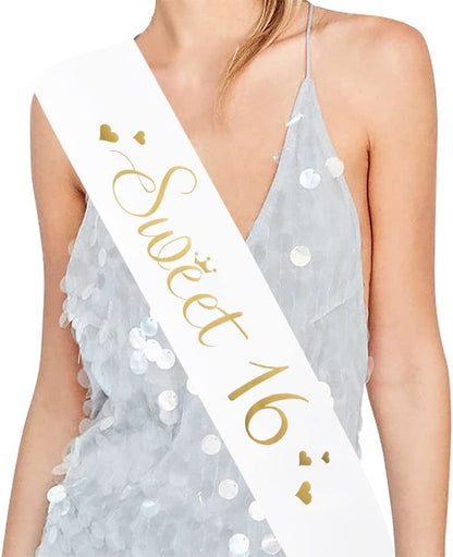 Sweet 16 Satin Sash -16 Birthday Sash 16 Birthday Gift Birthday Party Favors, Supplies and Decorations Apparel & Accessories > Clothing Accessories > Sashes ADBetty   