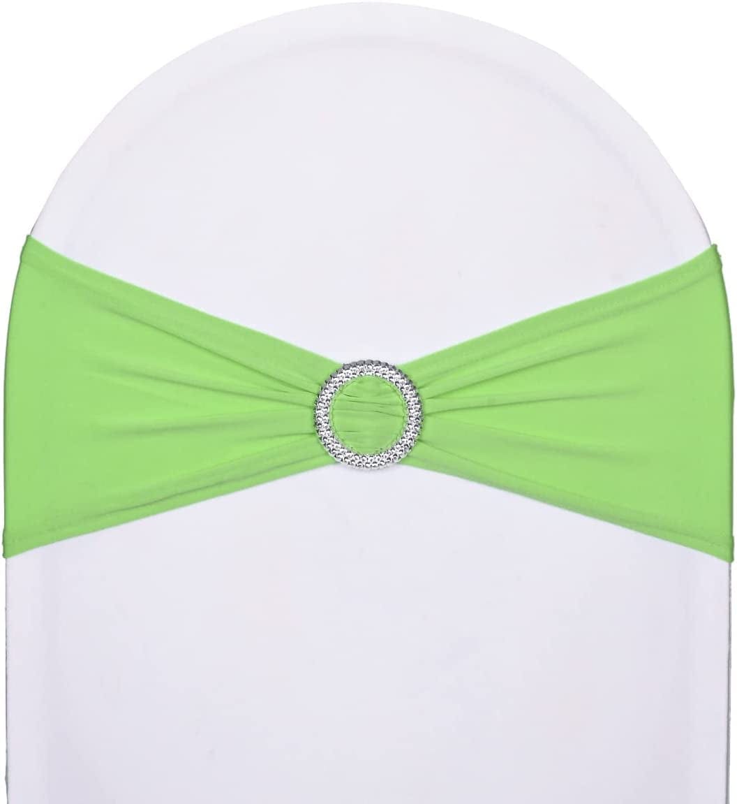 Sweeteasy 50Pcs Metallic Silver Spandex Chair Sashes, Durable Workmanship,Stretch Bows with Buckle Stretchable for Christmas Wedding Party Banquet Event Baby Shower Birthday Celebration Decoration Apparel & Accessories > Clothing Accessories > Sashes SweetEasy Green 50PCS 