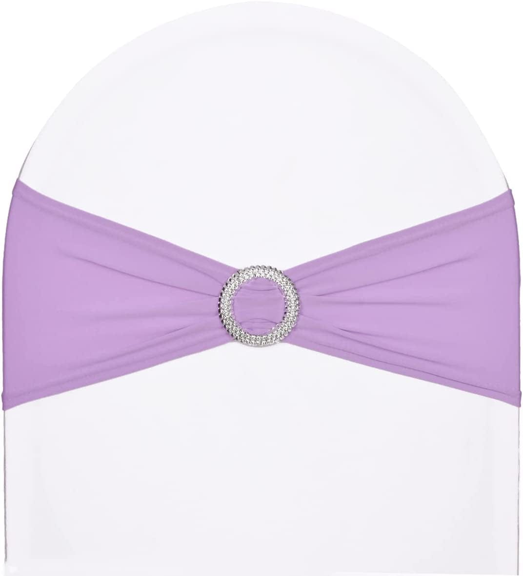 Sweeteasy 50Pcs Metallic Silver Spandex Chair Sashes, Durable Workmanship,Stretch Bows with Buckle Stretchable for Christmas Wedding Party Banquet Event Baby Shower Birthday Celebration Decoration Apparel & Accessories > Clothing Accessories > Sashes SweetEasy Lilac 50PCS 
