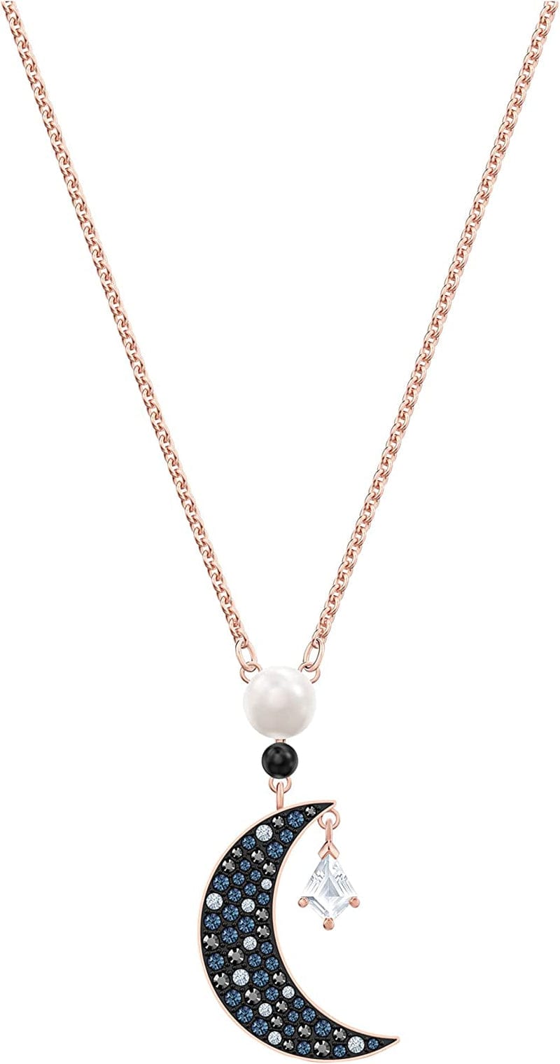 Symbolic Jewelry Collection, Blue Crystals, Black Crystals, Clear Crystals Pendant Necklace - Multi-Colored
