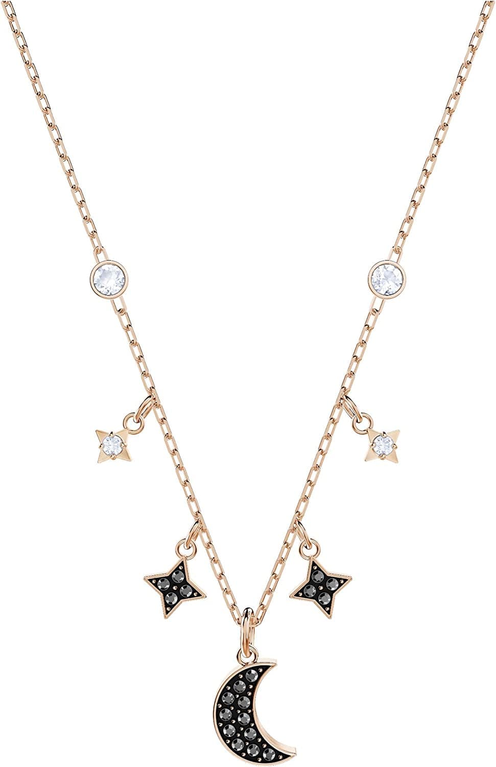 Symbolic Jewelry Collection, Blue Crystals, Black Crystals, Clear Crystals Necklace - Black Moon