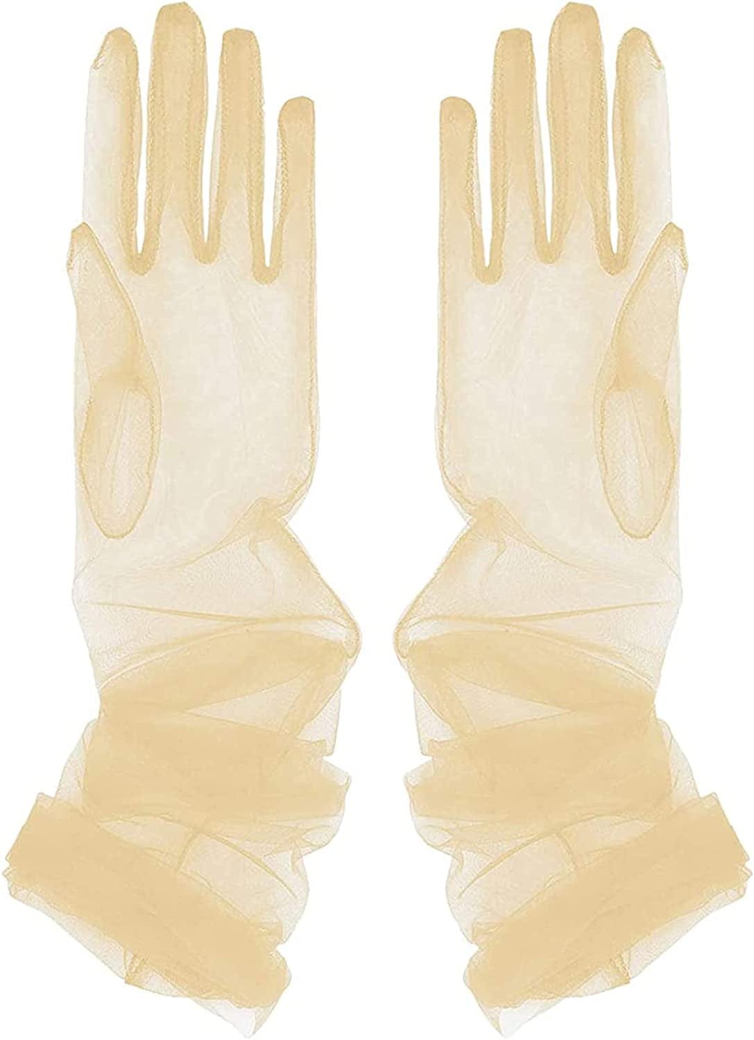 TAIKMD Women'S Tulle Evening Long Gloves Party Opera Photography Semi Sheer Wedding Bridal Glove Mittens Apparel & Accessories > Clothing Accessories > Gloves & Mittens TAIKMD Champagne  