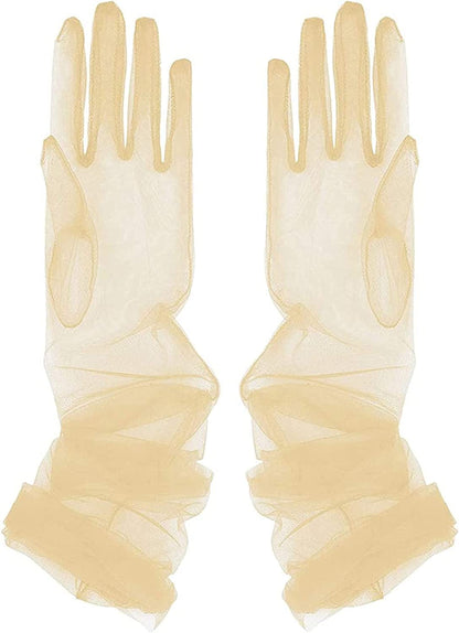 TAIKMD Women'S Tulle Evening Long Gloves Party Opera Photography Semi Sheer Wedding Bridal Glove Mittens Apparel & Accessories > Clothing Accessories > Gloves & Mittens TAIKMD Champagne  
