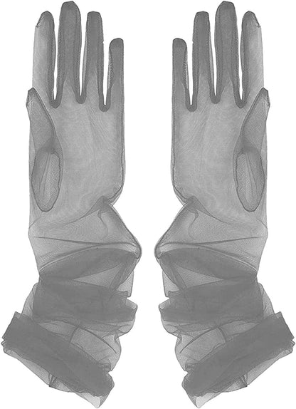 TAIKMD Women'S Tulle Evening Long Gloves Party Opera Photography Semi Sheer Wedding Bridal Glove Mittens Apparel & Accessories > Clothing Accessories > Gloves & Mittens TAIKMD Gray  