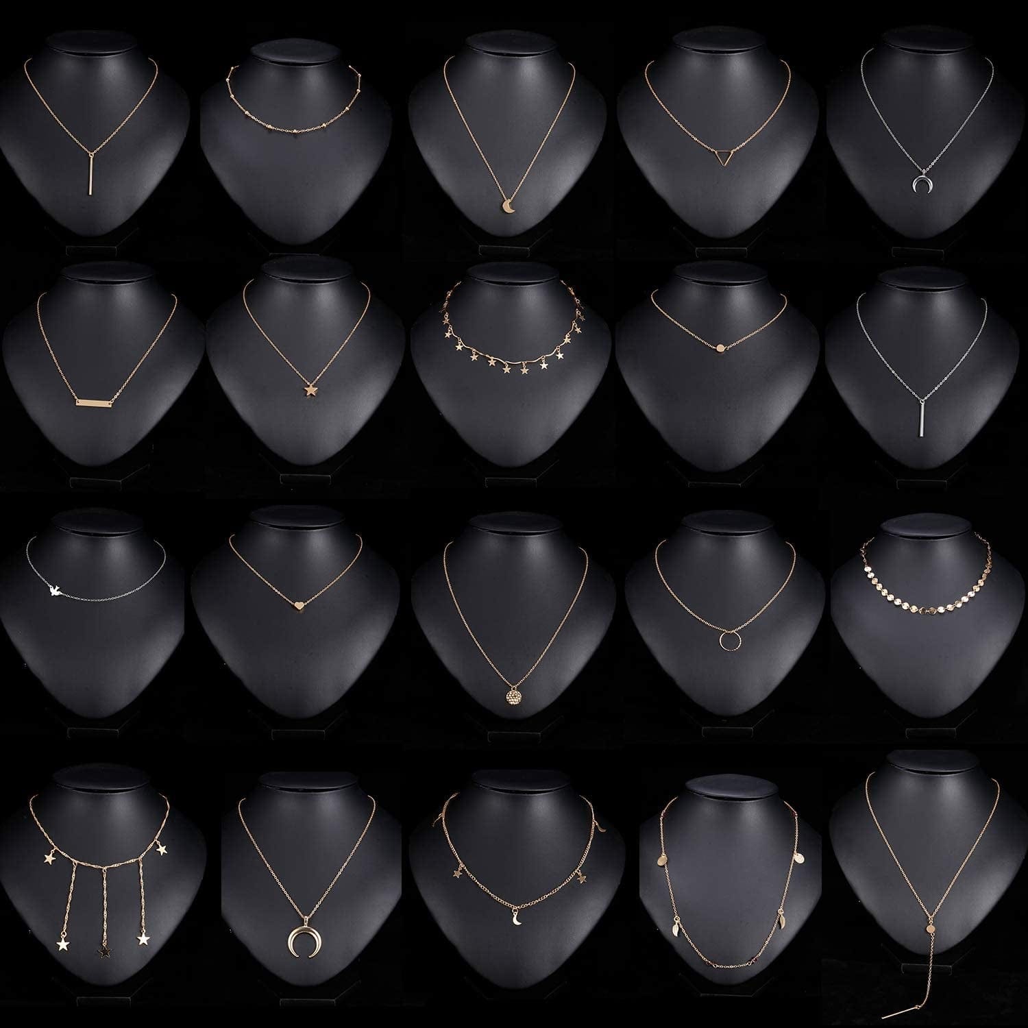 TAMHOO 20 PCS Multiple DIY Layered Choker Necklace for Women with Sexy Coin Moon Star Multilayer Choker Chain Y Necklaces Set Adjustable Gold Silver Bar Pendant Y Necklace for Teens Girls Women