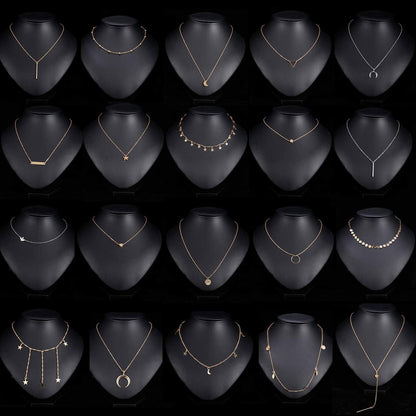 TAMHOO 20 PCS Multiple DIY Layered Choker Necklace for Women with Sexy Coin Moon Star Multilayer Choker Chain Y Necklaces Set Adjustable Gold Silver Bar Pendant Y Necklace for Teens Girls Women