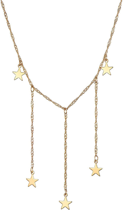 TAMHOO 20 PCS Multiple DIY Layered Choker Necklace for Women with Sexy Coin Moon Star Multilayer Choker Chain Y Necklaces Set Adjustable Gold Silver Bar Pendant Y Necklace for Teens Girls Women