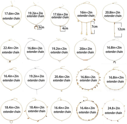 TAMHOO 20 PCS Multiple DIY Layered Choker Necklace for Women with Sexy Coin Moon Star Multilayer Choker Chain Y Necklaces Set Adjustable Gold Silver Bar Pendant Y Necklace for Teens Girls Women