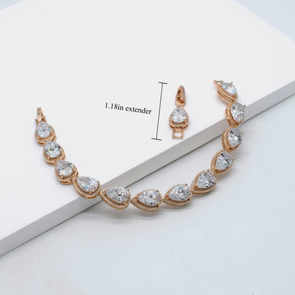 Teardrop Dangle Earrings Bracelet Bridesmaid Jewelry Set Bridal Wedding Party Prom Gifts