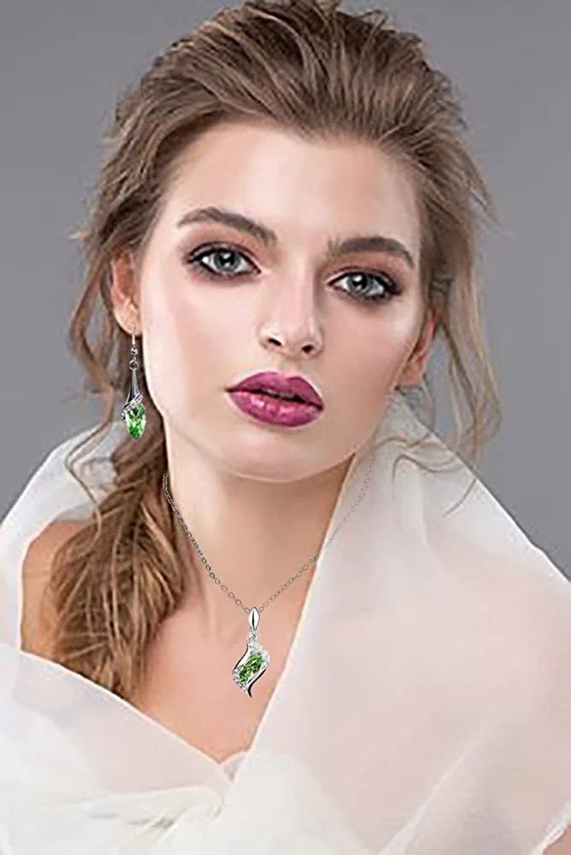 Teardrop Jewelry Set Crystal Fashion Earrings Pendant Necklace with Box Package