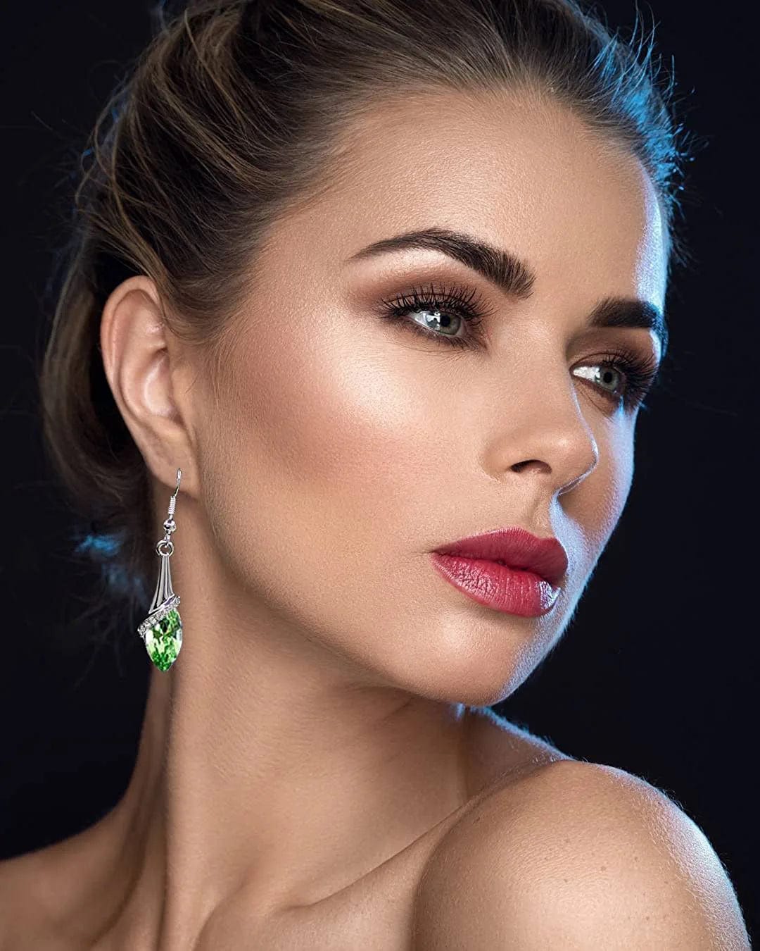 Teardrop Jewelry Set Crystal Fashion Earrings Pendant Necklace with Box Package