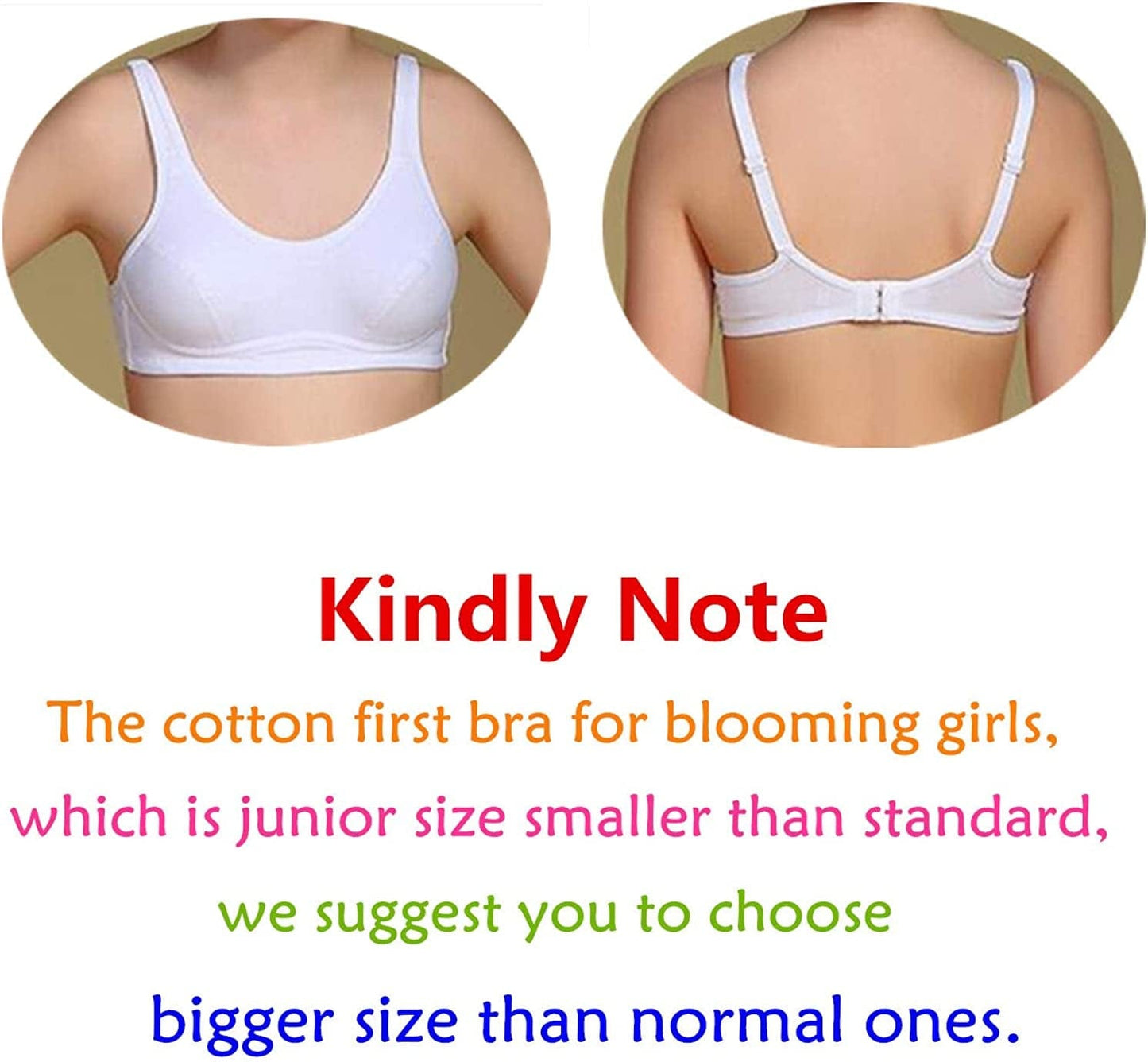 Teens Girls Cotton Bras Wire Free Lightly Padded Sports Training Bras