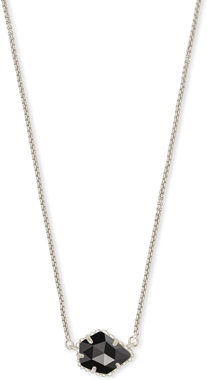 Tess Pendant Necklace for Women, Fashion Jewelry RHODIUM - BLACK OPAQUE GLASS