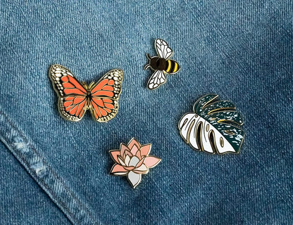 THE ORIGINAL - Gold Variegated Monstera Deliciosa Thai Constellation Lapel Pin, Plant Gifts, Enamel Plant Leaf Pin