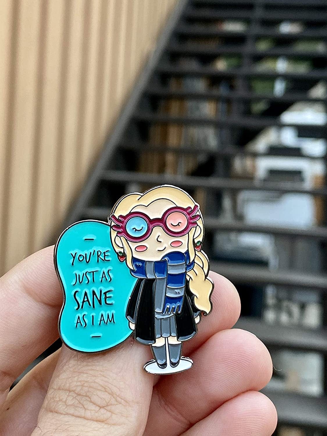 Thepinkiepin Lovegood Luna Enamel Pin | with 2 Butterfly Clutches | Lapel Pin for Backpacks, Women, Collection and Display | Harry Styles Merch | Lovegood Costume Anime Pins