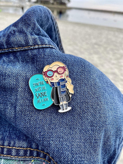 Thepinkiepin Lovegood Luna Enamel Pin | with 2 Butterfly Clutches | Lapel Pin for Backpacks, Women, Collection and Display | Harry Styles Merch | Lovegood Costume Anime Pins