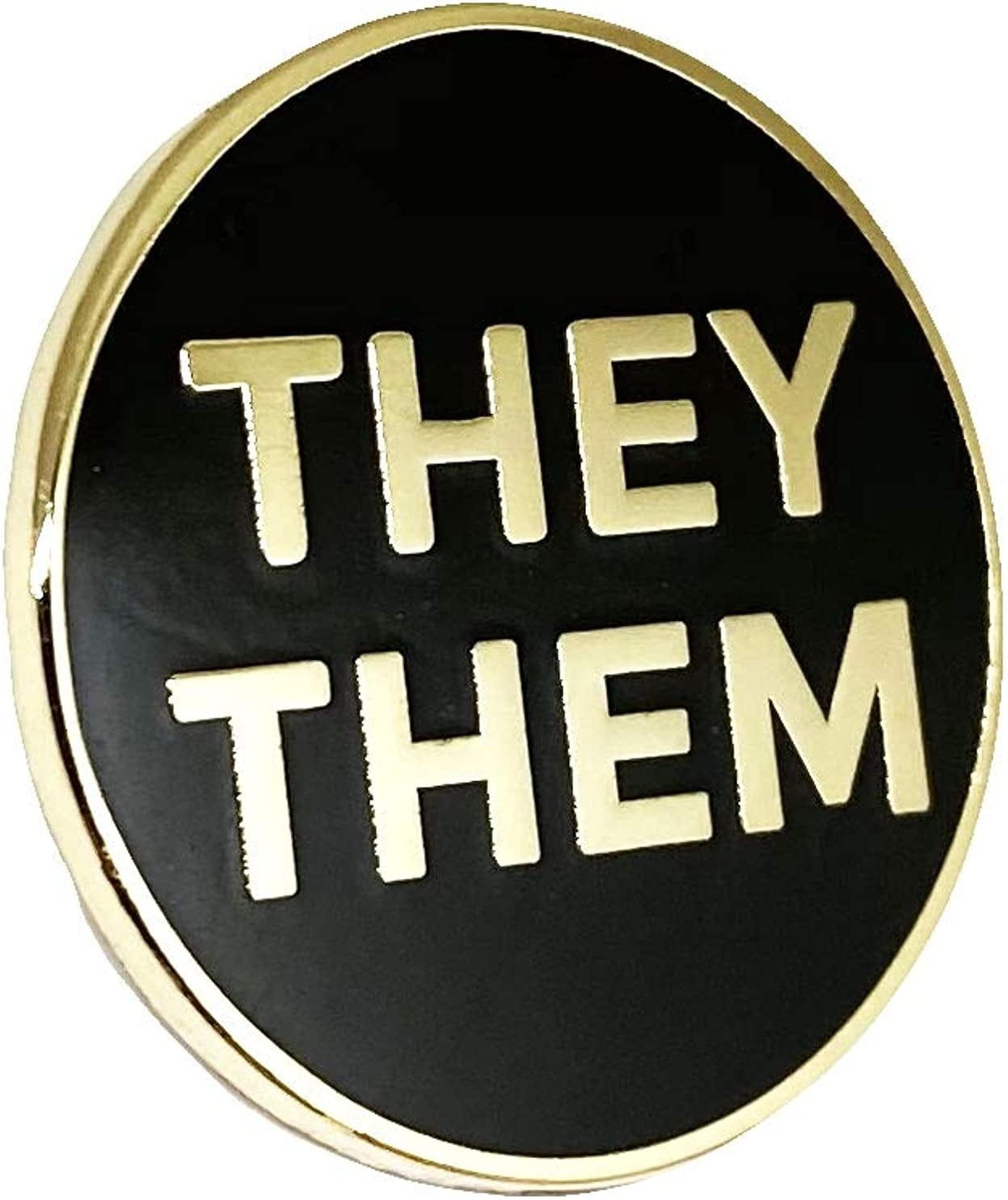 They Them Lapel Pin - THEY/THEM Their Nonbinary Enamel Pronoun Badge - LGBTQ LGBT Brooch
