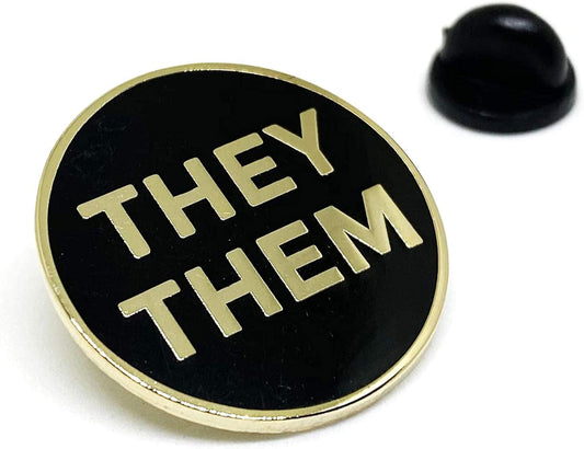 They Them Lapel Pin - THEY/THEM Their Nonbinary Enamel Pronoun Badge - LGBTQ LGBT Brooch