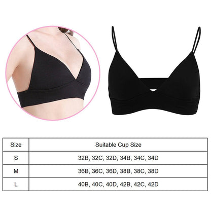 Thin Bra, 3 Color/Pack Fashion Soft Wire Free Bras Sport Bikini with Removable Pads Slim Strap and Deep-V Design Girls' Crop Bra/Maternity Nursing Brassiere/Soft Cup(M Size)