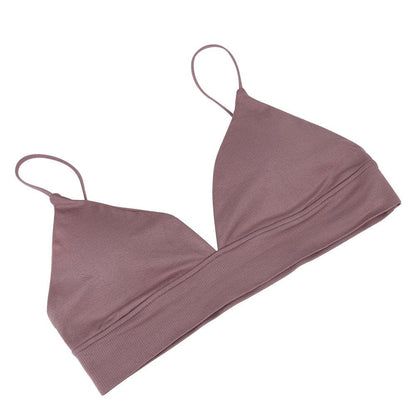 Thin Bra, 3 Color/Pack Fashion Soft Wire Free Bras Sport Bikini with Removable Pads Slim Strap and Deep-V Design Girls' Crop Bra/Maternity Nursing Brassiere/Soft Cup(M Size)