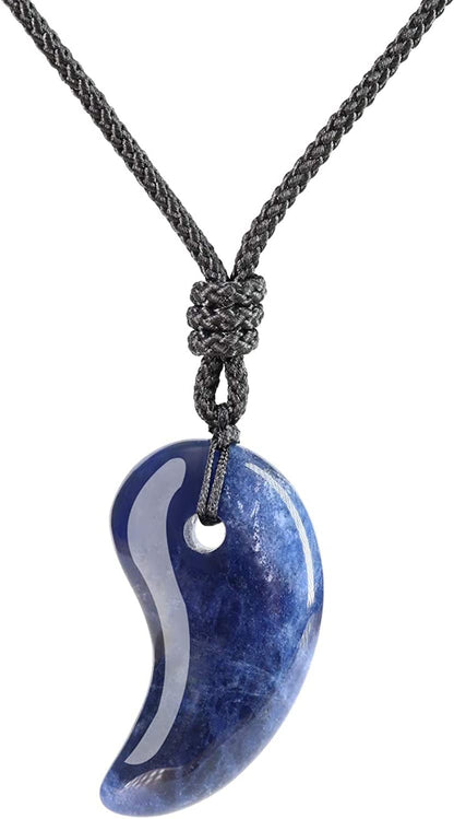 Three Sacred Treasures Magatama Pendant Necklace Sodalite