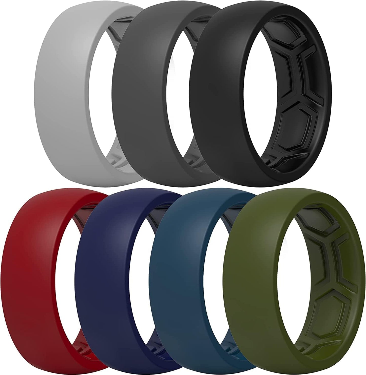 Thunderfit Silicone Wedding Ring for Men & Women - 8.7Mm Wide - 2.5Mm Thick AB - Charcoal Black, Iron Grey, Lead Grey, Navy Blue, Midnight Blue, Olive Green, Chili Red / 8.5 - 9 (18.90mm)