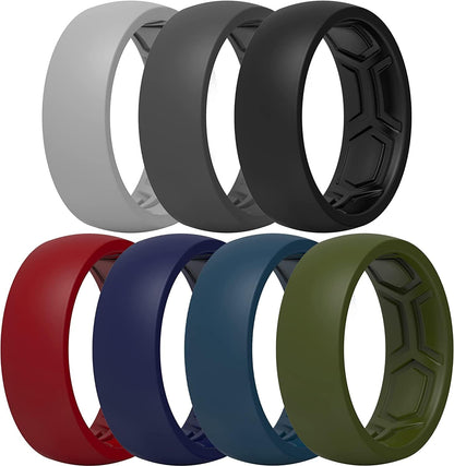 Thunderfit Silicone Wedding Ring for Men & Women - 8.7Mm Wide - 2.5Mm Thick AB - Charcoal Black, Iron Grey, Lead Grey, Navy Blue, Midnight Blue, Olive Green, Chili Red / 8.5 - 9 (18.90mm)