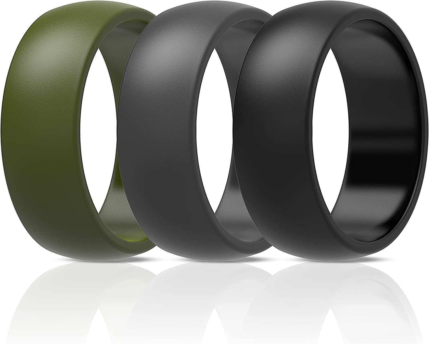 Thunderfit Silicone Wedding Ring for Men & Women - 8.7Mm Wide - 2.5Mm Thick BD - Charcoal Black, Iron Grey, Olive Green / 5.5 - 6 (16.50mm)