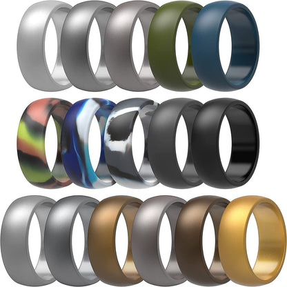 Thunderfit Silicone Wedding Ring for Men & Women - 8.7Mm Wide - 2.5Mm Thick AF - Olive Green, Midnight Blue, Metallic Grey, Metallic Platinum, Grey Silver, Charcoal Black, Iron Grey, Grey Camo, Blue Camo, Green Camo, Brass Grey, Light Bronze, Metallic Silver, Dark Silver, Metallic Bronze, Metallic Gold / 10.5 - 11 (20.60mm)