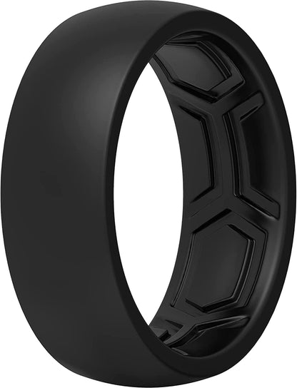 Thunderfit Silicone Wedding Ring for Men & Women - 8.7Mm Wide - 2.5Mm Thick AS - 1 Ring - Black / 8.5 - 9 (18.90mm)