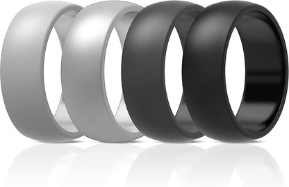 Thunderfit Silicone Wedding Ring for Men & Women - 8.7Mm Wide - 2.5Mm Thick AW - Charcoal Black, Iron Grey, Grey Silver, Smokey Grey / 9.5 - 10 (19.80mm)