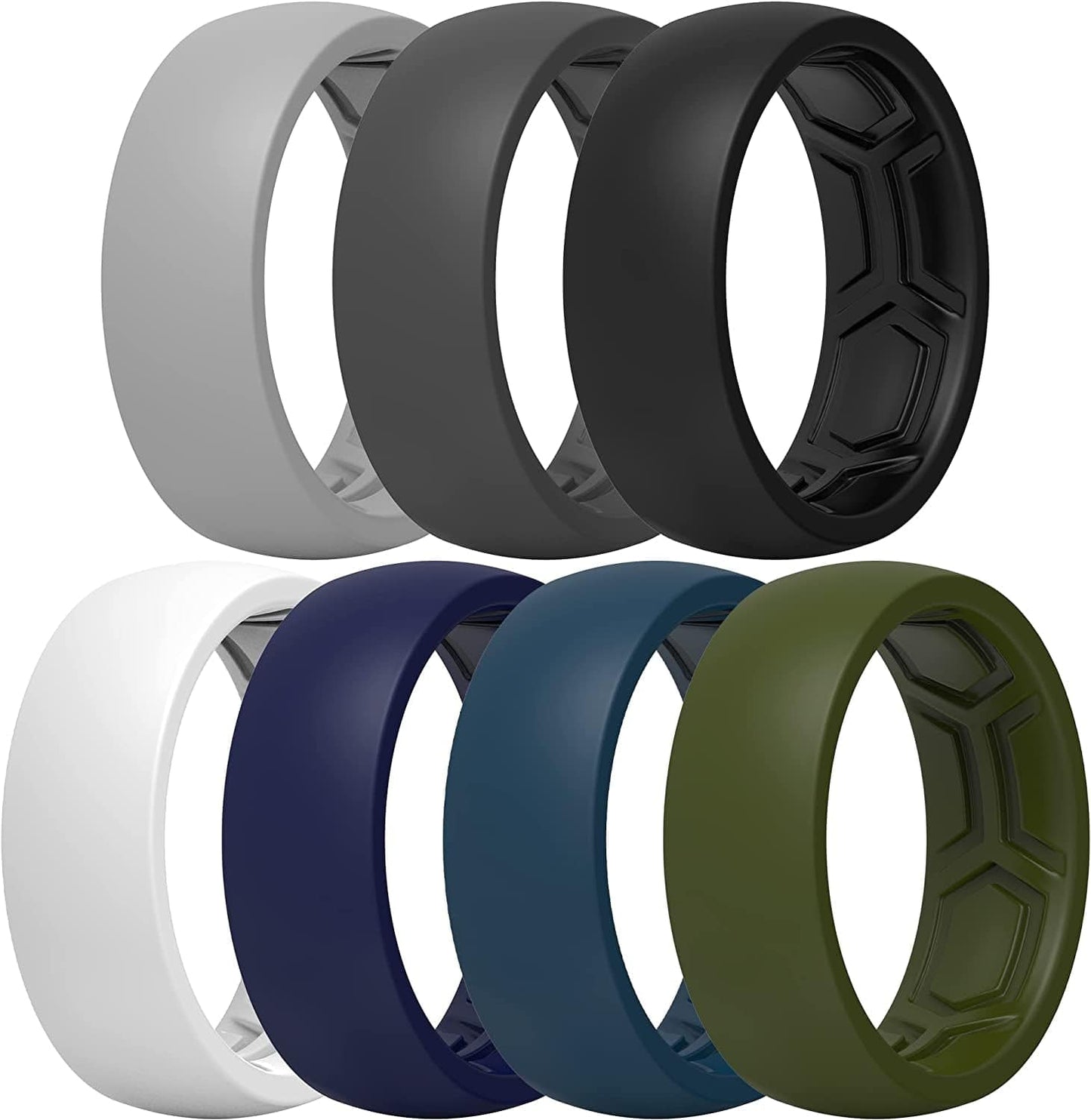 Thunderfit Silicone Wedding Ring for Men & Women - 8.7Mm Wide - 2.5Mm Thick AC - Charcoal Black, Iron Grey, Smokey Grey, Navy Blue, Midnight Blue, Olive Green, Pure White / 15.5 - 16 (23.47mm)
