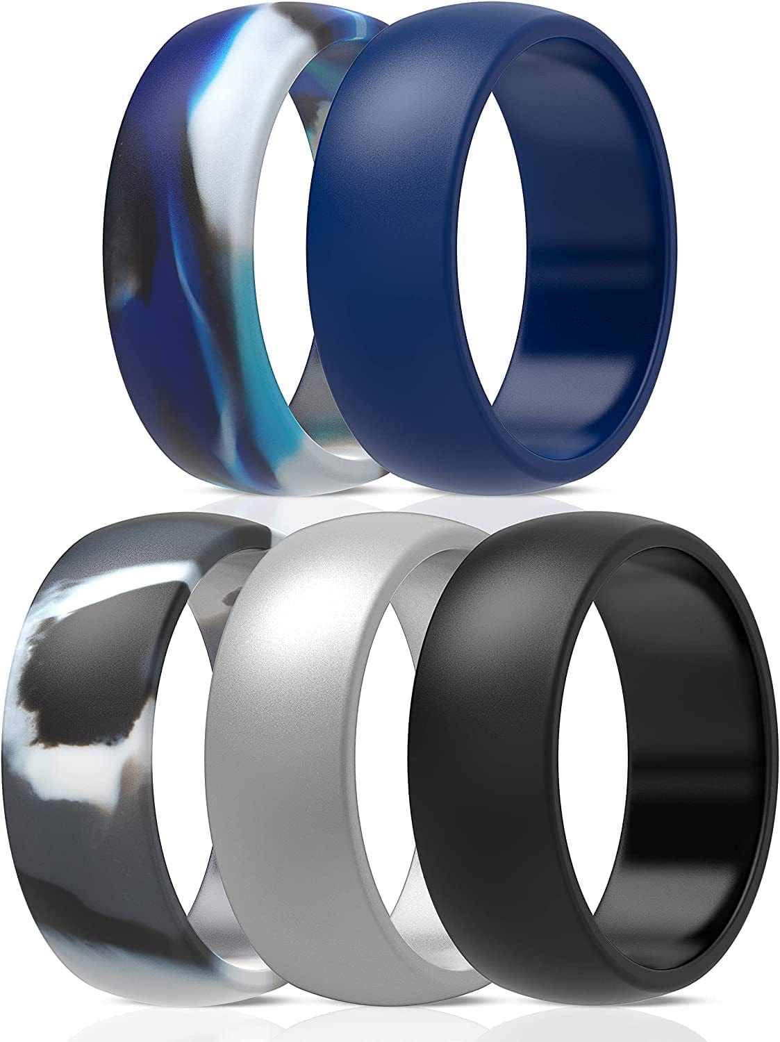 Thunderfit Silicone Wedding Ring for Men & Women - 8.7Mm Wide - 2.5Mm Thick AV - Charcoal Black, Midnight Blue, Blue Camo, Grey Camo, Grey Silver / 12.5 - 13 (22.33mm)