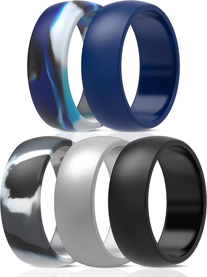 Thunderfit Silicone Wedding Ring for Men & Women - 8.7Mm Wide - 2.5Mm Thick AV - Charcoal Black, Midnight Blue, Blue Camo, Grey Camo, Grey Silver / 12.5 - 13 (22.33mm)