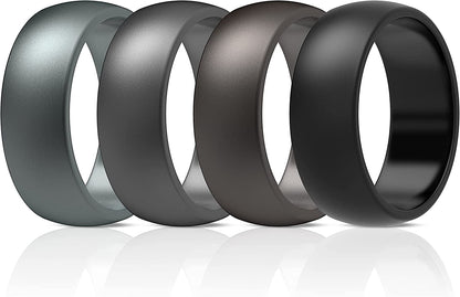Thunderfit Silicone Wedding Ring for Men & Women - 8.7Mm Wide - 2.5Mm Thick BA - Charcoal Black, Metallic Grey, Dark Silver, Brass Grey / 14.5 - 15 (23.06mm)