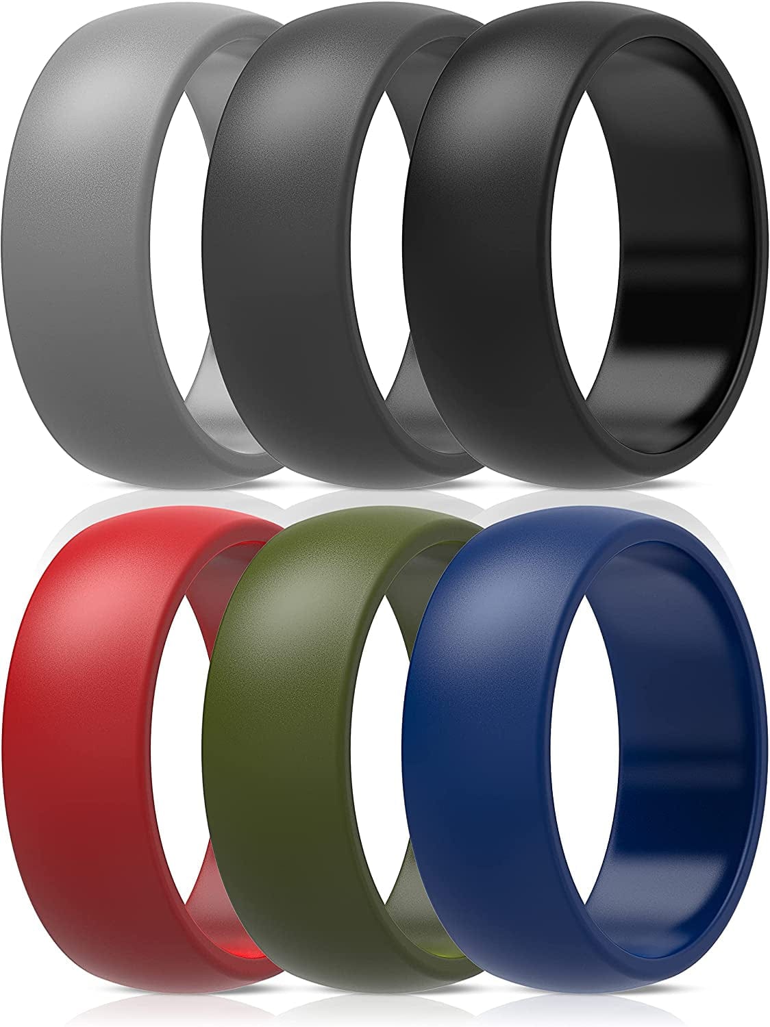 Thunderfit Silicone Wedding Ring for Men & Women - 8.7Mm Wide - 2.5Mm Thick AT - Charcoal Black, Concrete Grey, Smokey Grey, Chili Red, Midnight Blue, Olive Green / 15.5 - 16 (23.47mm)