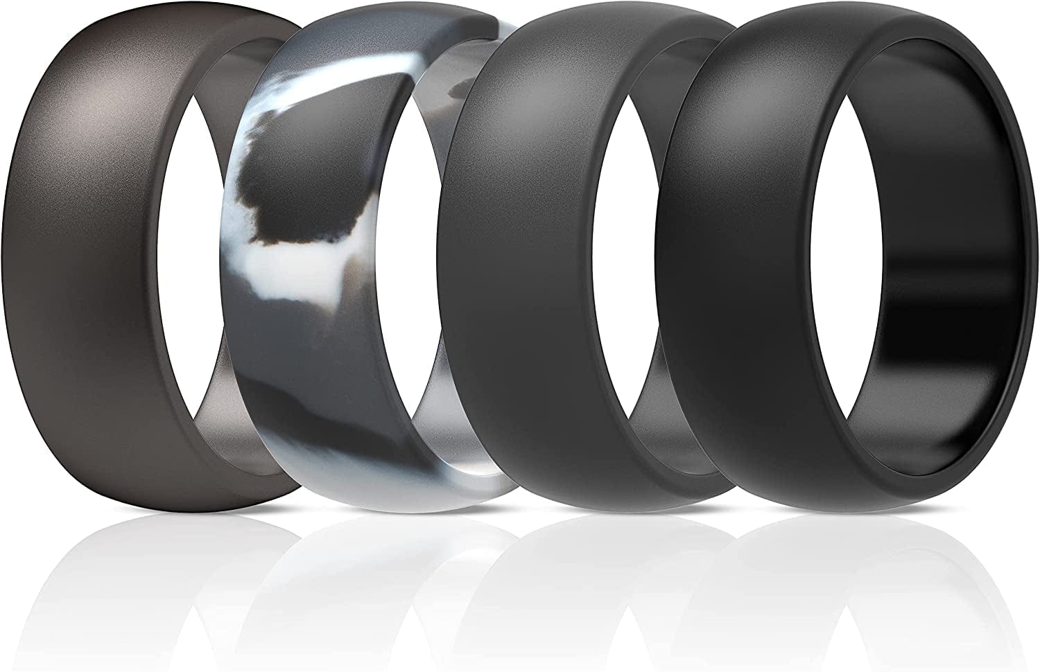 Thunderfit Silicone Wedding Ring for Men & Women - 8.7Mm Wide - 2.5Mm Thick BB - Charcoal Black, Concrete Grey, Brass Grey, Grey Camo / 5.5 - 6 (16.50mm)