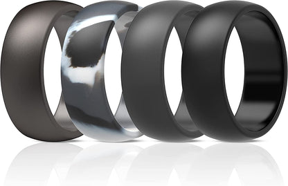 Thunderfit Silicone Wedding Ring for Men & Women - 8.7Mm Wide - 2.5Mm Thick BB - Charcoal Black, Concrete Grey, Brass Grey, Grey Camo / 5.5 - 6 (16.50mm)