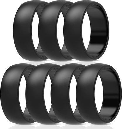 Thunderfit Silicone Wedding Ring for Men & Women - 8.7Mm Wide - 2.5Mm Thick AD - Black, Black, Black, Black, Black, Black, Black / 15.5 - 16 (23.47mm)