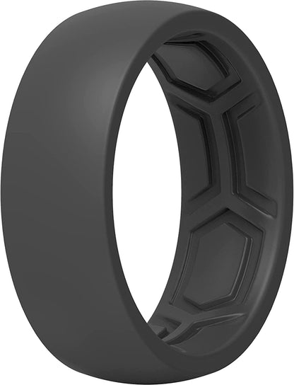 Thunderfit Silicone Wedding Ring for Men & Women - 8.7Mm Wide - 2.5Mm Thick AU - 1 Ring - Dark Grey / 10.5 - 11 (20.60mm)