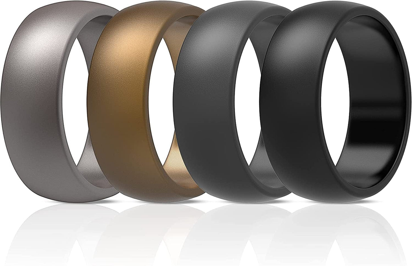 Thunderfit Silicone Wedding Ring for Men & Women - 8.7Mm Wide - 2.5Mm Thick AY - Charcoal Black, Iron Grey, Metallic Bronze, Metallic Platinum / 8.5 - 9 (18.90mm)