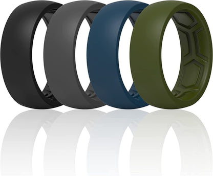 Thunderfit Silicone Wedding Ring for Men & Women - 8.7Mm Wide - 2.5Mm Thick AE - Charcoal Black, Iron Grey, Midnight Blue, Olive Green / 6.5 - 7 (17.35mm)