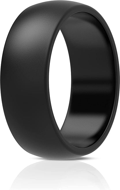Thunderfit Silicone Wedding Ring for Men & Women - 8.7Mm Wide - 2.5Mm Thick BF - Black / 7.5 - 8 (18.20mm)