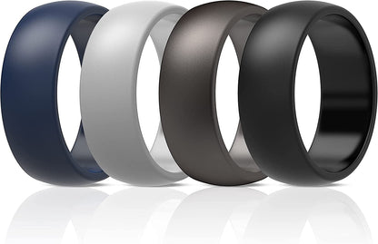 Thunderfit Silicone Wedding Ring for Men & Women - 8.7Mm Wide - 2.5Mm Thick AX - Charcoal Black, Brass Grey, Navy Blue, Smokey Grey / 4.5 - 5 (15.70mm)