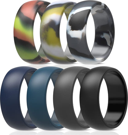 Thunderfit Silicone Wedding Ring for Men & Women - 8.7Mm Wide - 2.5Mm Thick AJ - Charcoal Black, Iron Grey, Midnight Blue, Navy Blue, Grey Camo, Green-Grey Camo, Green Camo / 15.5 - 16 (23.47mm)