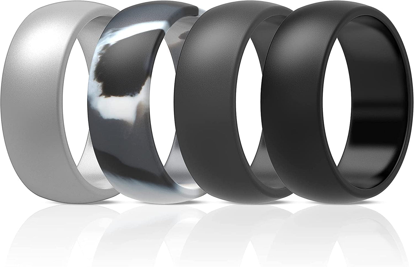 Thunderfit Silicone Wedding Ring for Men & Women - 8.7Mm Wide - 2.5Mm Thick BC - Charcoal Black, Iron Grey, Grey Silver, Grey Camo / 13.5 - 14 (22.69mm)