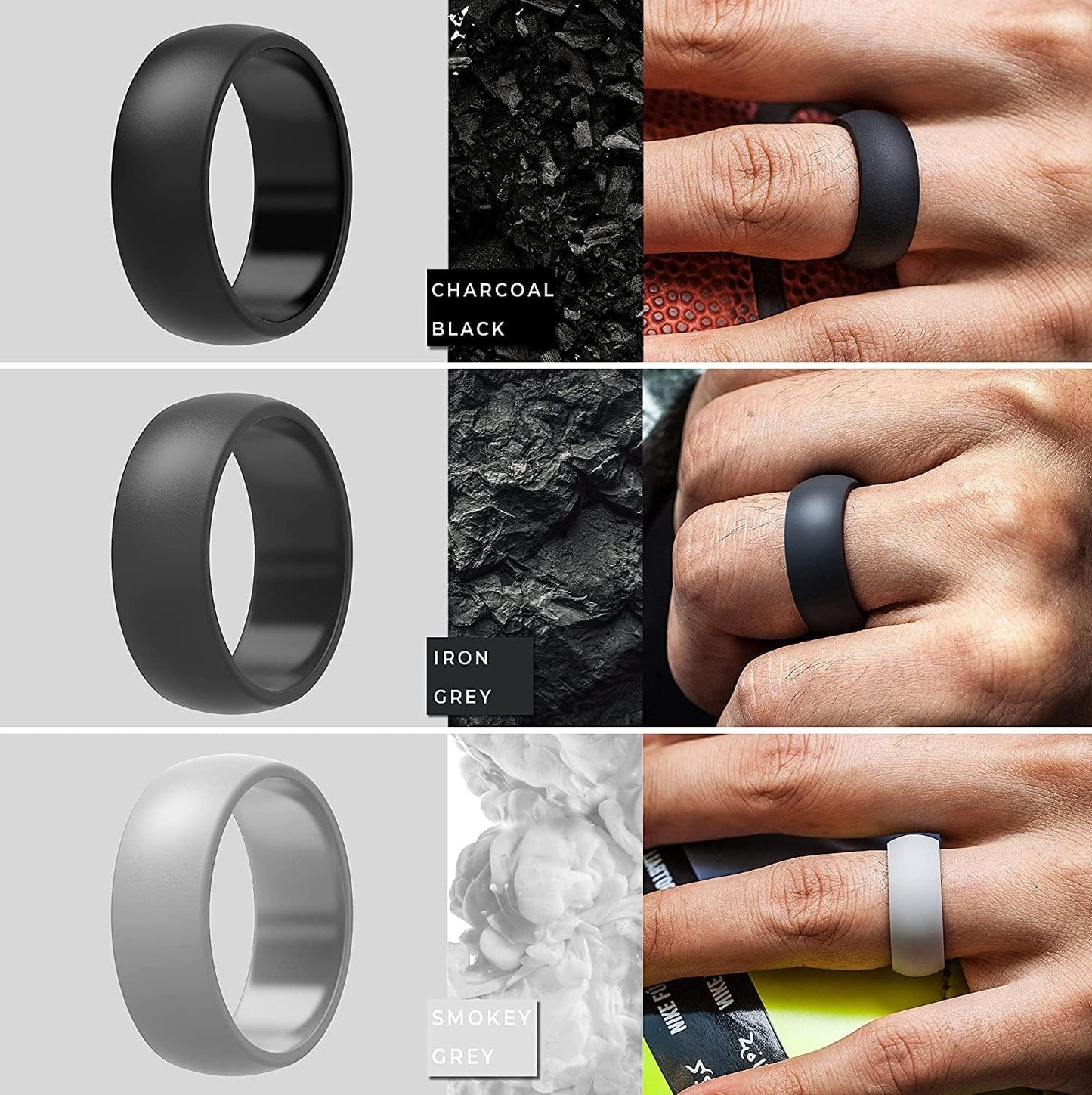 Thunderfit Silicone Wedding Ring for Men & Women - 8.7Mm Wide - 2.5Mm Thick
