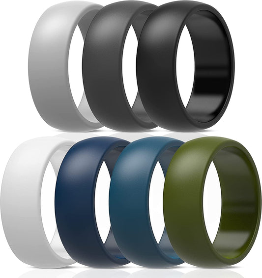 Thunderfit Silicone Wedding Ring for Men & Women - 8.7Mm Wide - 2.5Mm Thick AA - Charcoal Black, Iron Grey, Smokey Grey, Pure White, Navy Blue, Midnight Blue, Olive Green / 10.5 - 11 (20.60mm)